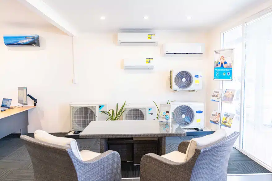 multiple air conditioning units in showroom